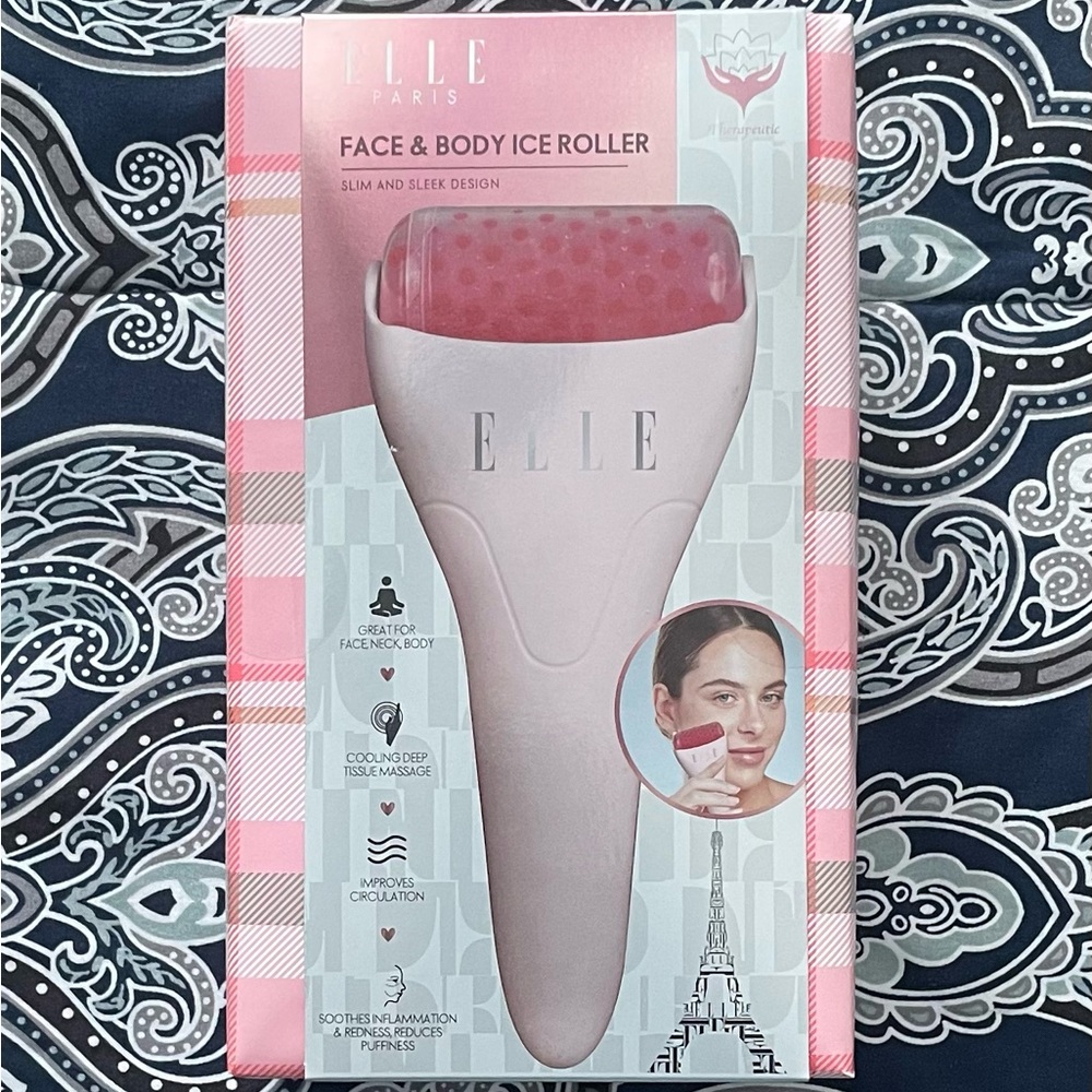 NEW Elle Paris Pre-Wrapped Face & Body Ice Roller ~ Pink